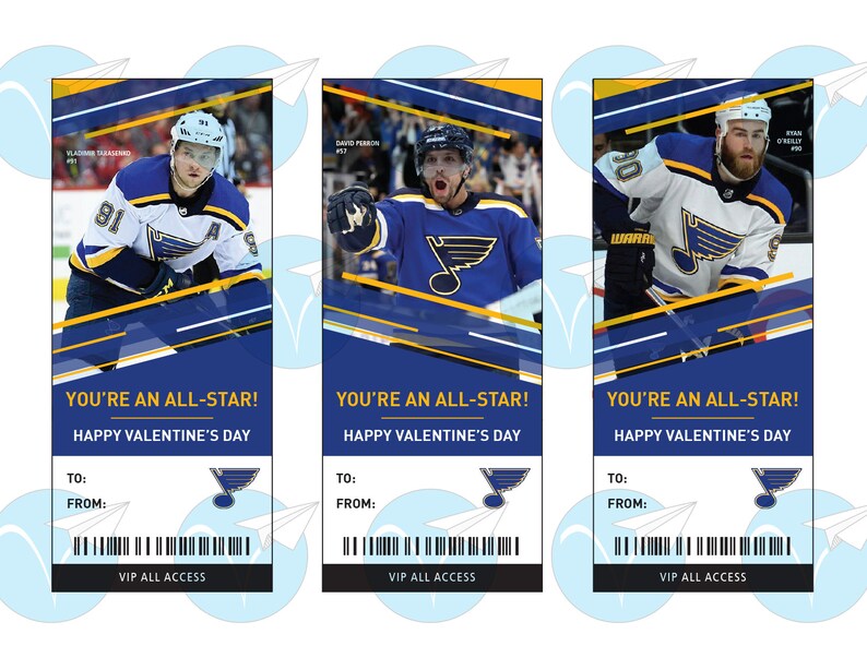St. Louis Blues Hockey Valentine's Day Card Ticket Etsy Canada