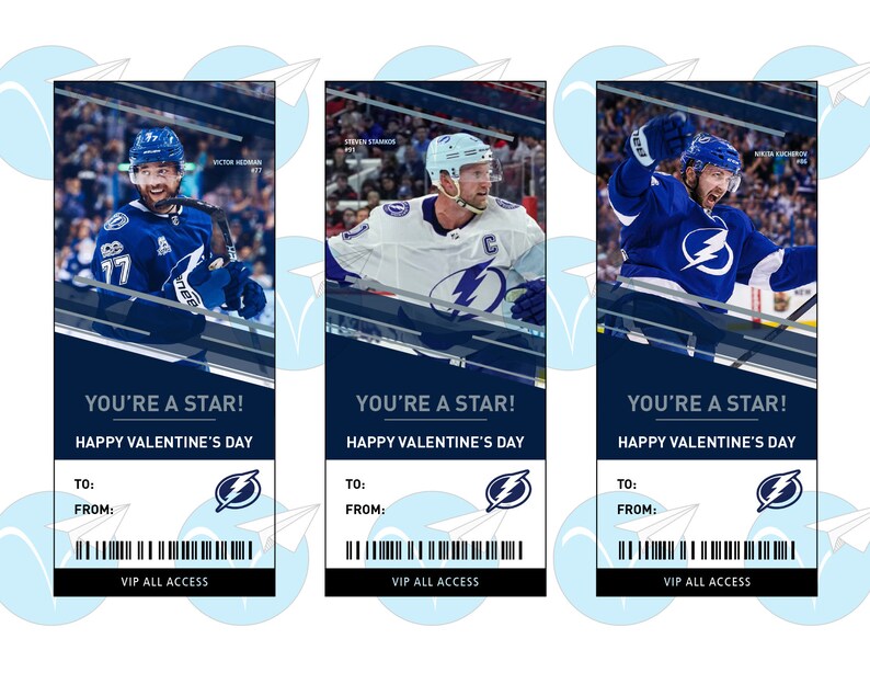 Tampa Bay Lightening Hockey Valentine's Day Card Ticket Etsy