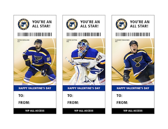 Items similar to St. Louis Blues Hockey Valentine&#39;s Day Card Ticket Printable Instant Download ...