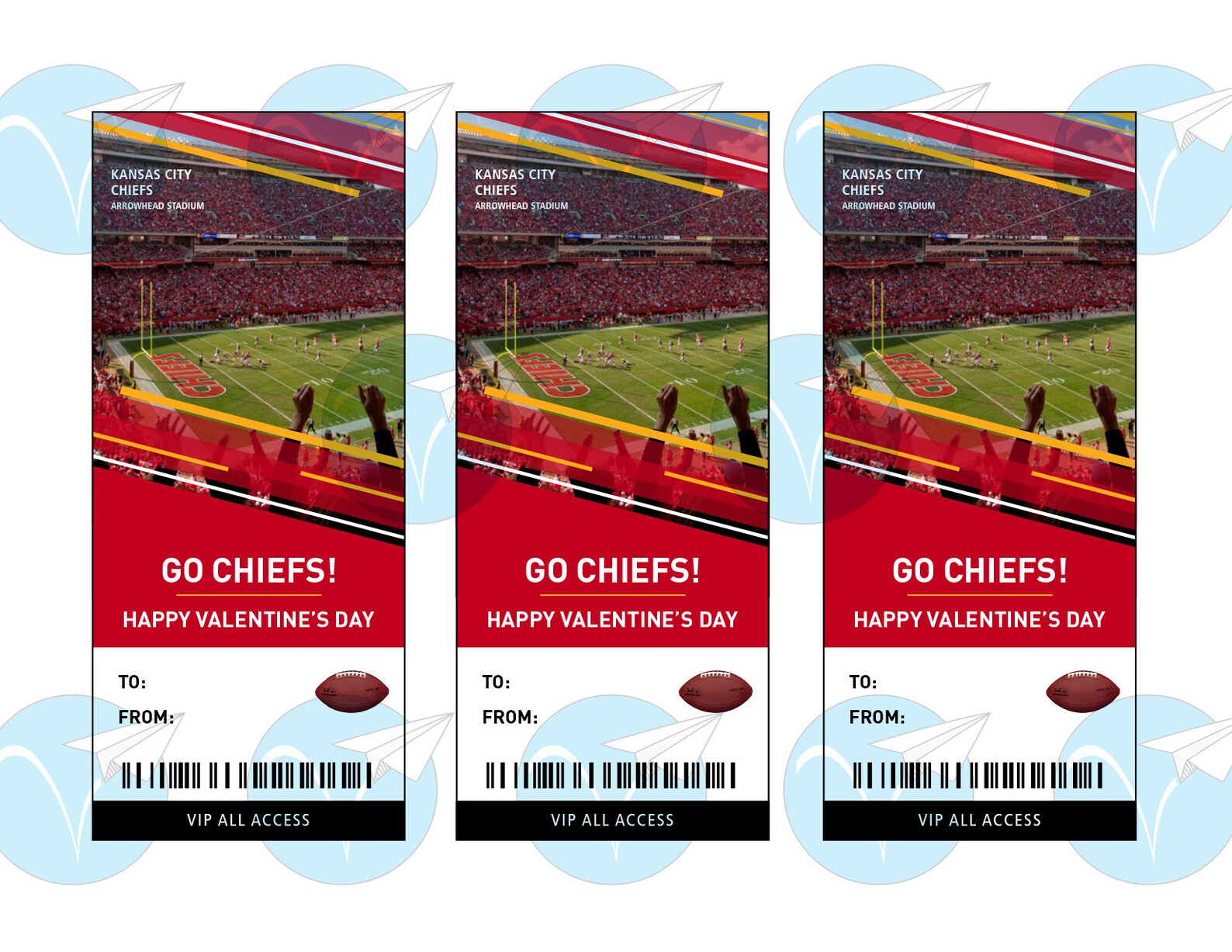 Kansas City Chiefs Football Valentine's Day Card Instant Etsy