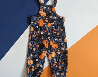 Navy Oranges Organic Cotton Dungarees, 3-4 years