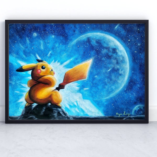 POSTER Gold Stern Pikachu Pokemon Kunst - Pikachu Druck - Pokemon Wandkunst - Kunstwerk - Pokemon Poster - Dekor