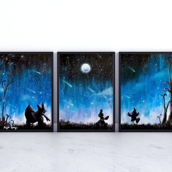 POSTER of Mudkip, Marshtomp & Swampert set - Pokemon print  - art work - Pokemon fan - Pokemon decor - Pokemon gaming room art