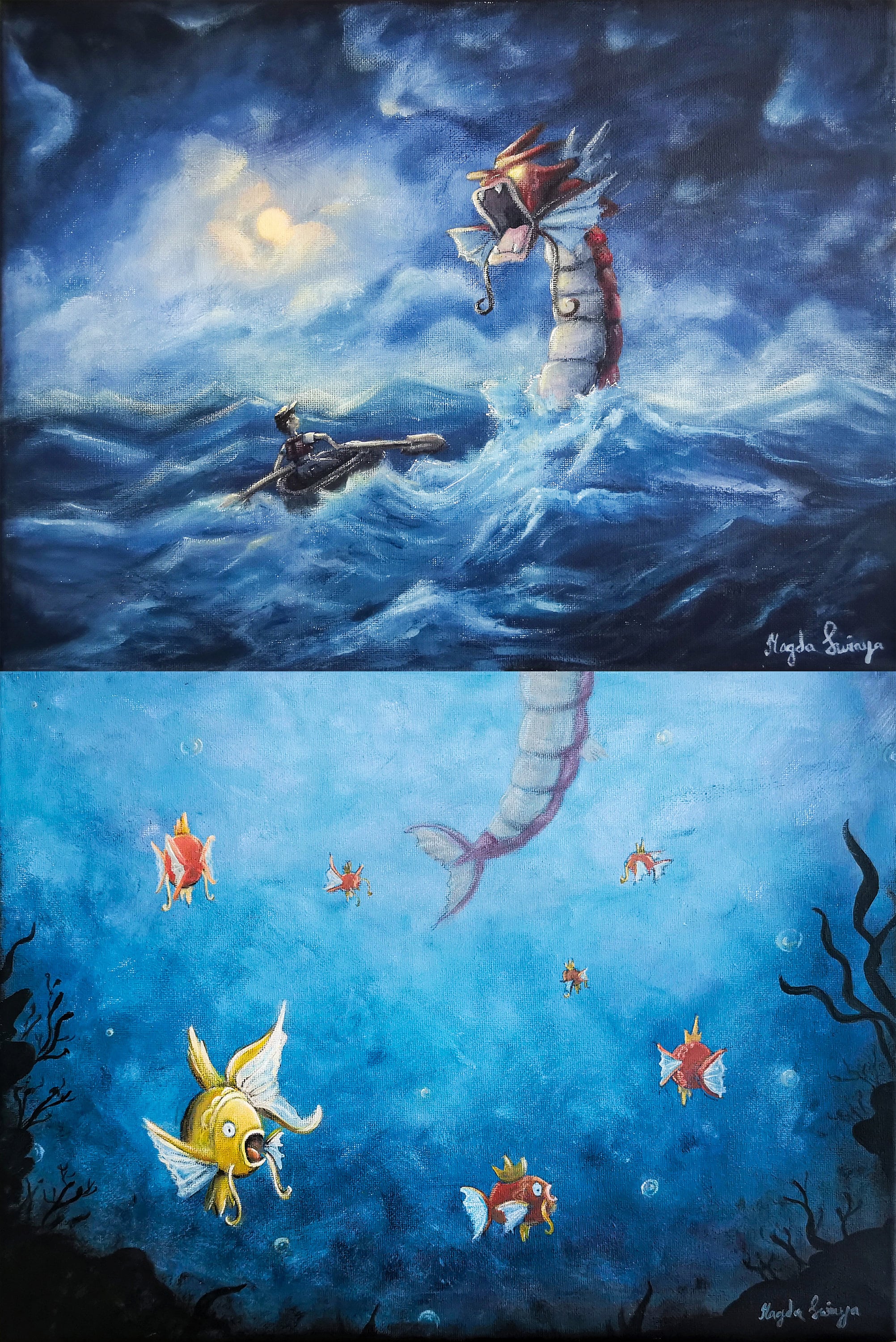 Shining Gyarados Pokemon Card Painting Pokemon Painting Etsy