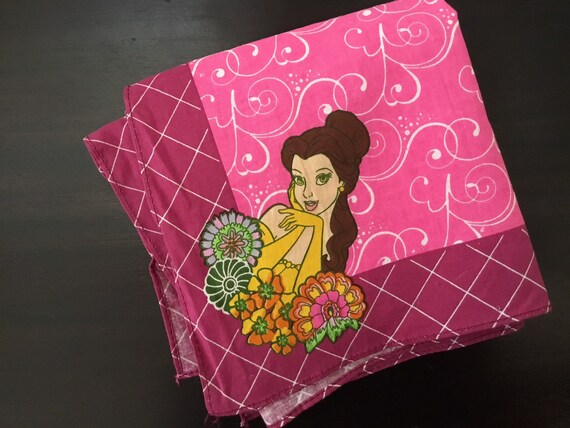 Vintage Disney Bandana / Belle and Princess Aurou… - image 5