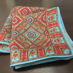 Vintage Silk Scarf  / Bright  Indian Paisley Silk