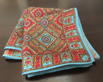Vintage Silk Scarf  / Bright  Indian Paisley Silk