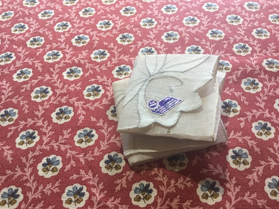 Vintage Handkerchief with Tulip Corners / Blue Ri… - image 1
