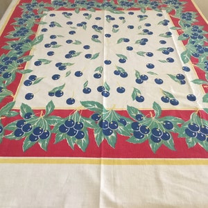 Vintage Tablecloth / Midcentury Tablecloth / Bright Olives