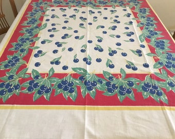 Vintage Tablecloth / Midcentury Tablecloth / Bright Olives