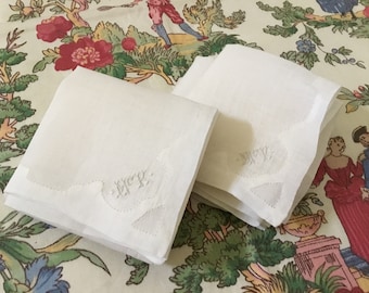 Two Vintage Handkerchiefs / Embroidered Initials "McK"