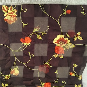 Vintage Scarf / Poppies and Roses