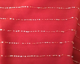 Vintage Chiffon Scarf/ Shawl with Beaded Hems by Jones New York