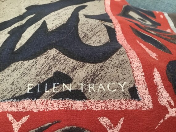 Vintage Scarf / Silk Ellen Tracy / Extra Large Ab… - image 8