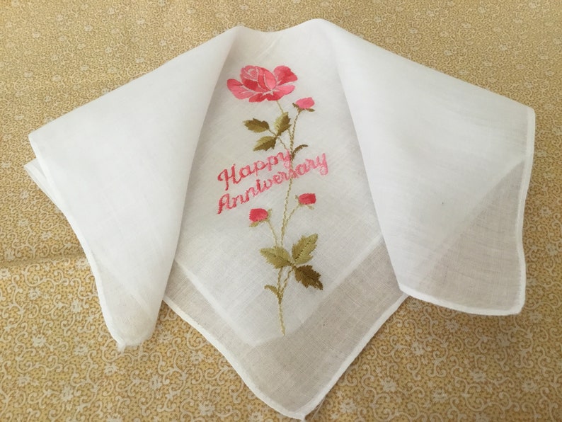 Vintage Handkerchief Happy Anniversary