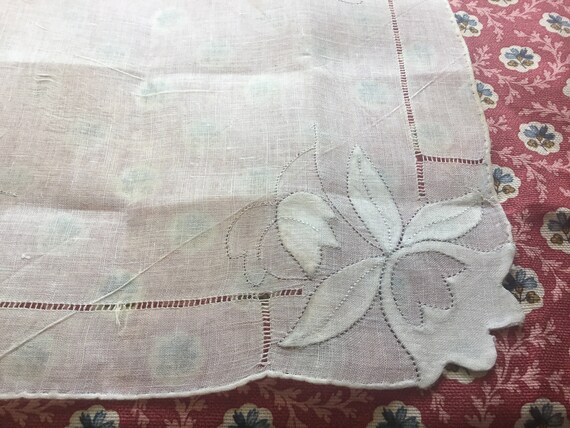 Vintage Handkerchief with Tulip Corners / Blue Ri… - image 3