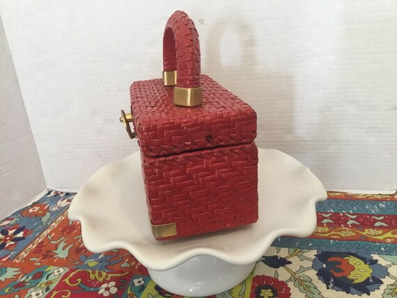 Tiny Vintage Purse / Koret Bright Red Straw - image 5