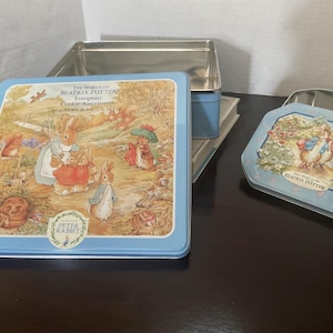 Vintage Beatrix Potter Tin Boxes /  “The World of Beatrix Potter " by Fredrick Warne & Co.  / Two Pieces