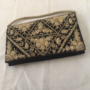 Vintage Velvet Clutch Bag / Indian Zardosi Embroidery
