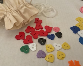 Vintage Buttons / 200 Buttons in Assorted Sizes and Colors / Plastic and Metallic, Novelty Shapes