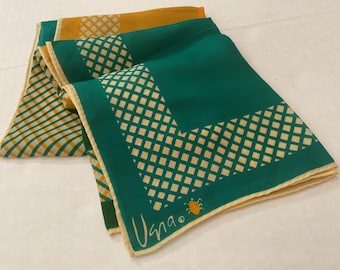 Vintage Midcentury Scarf by Vera / Green and Gold