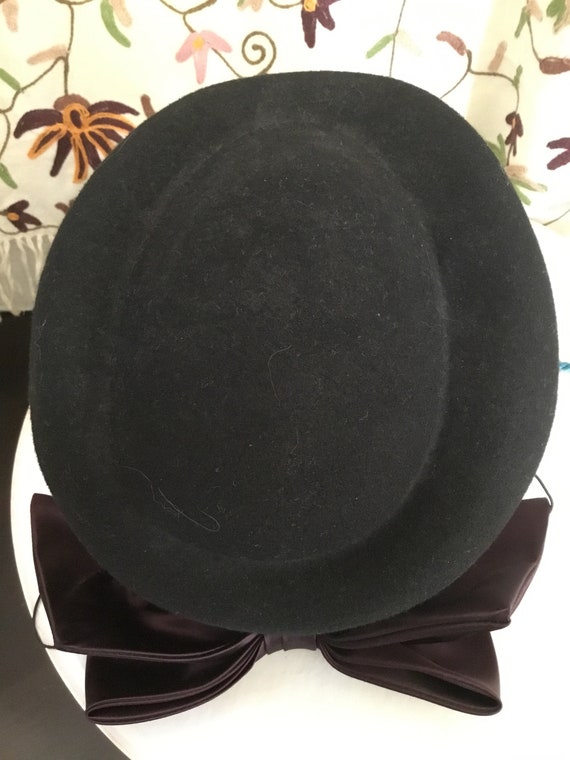 Vintage Hat / Black Wool Felt Glengarry Style wit… - image 5