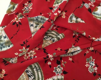 Vintage Fabric / Bright Red with Fans