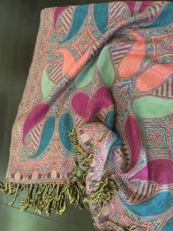 Vintage Pashmina / Red, Purple and Brown - image 7