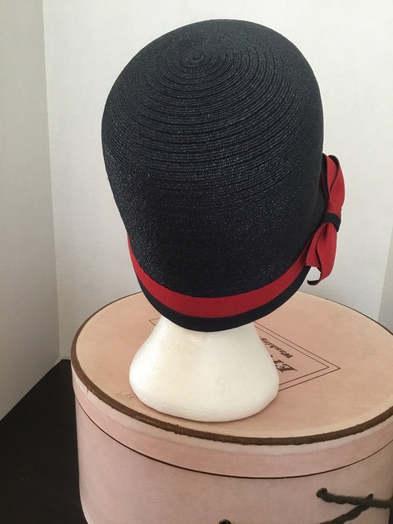 Vintage Straw Hat / Navy Blue Cloche by Emme Inc.… - image 7