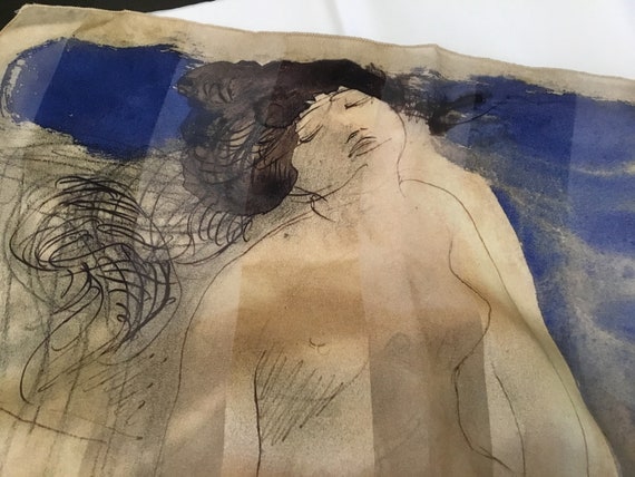 Vintage Scarf by Brochier Soieries / Rodin The Birth of Venus View 4