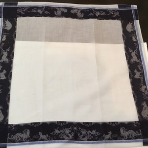 Vintage Man&#39;s Handkerchief or Pocket Square / Chinese Zodiac