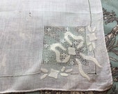Vintage Handkerchief White on White Embroidered Bows and Cutwork Something Blue