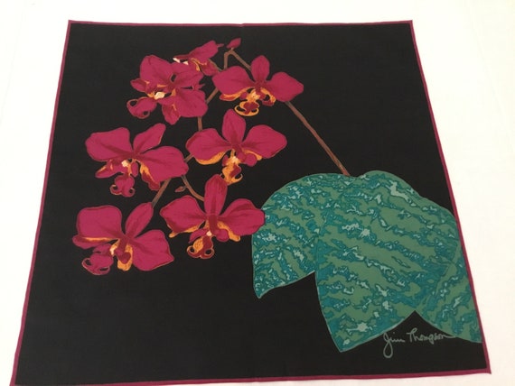 Vintage Thai Silk Scarf / Jim Thompson Orchids