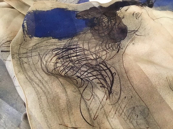 Vintage Scarf by Brochier Soieries / Rodin The Birth of Venus