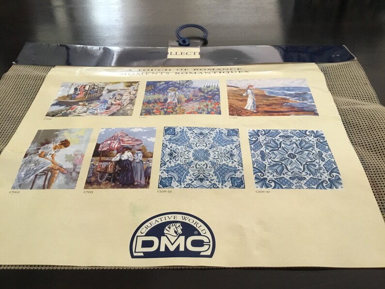 Vintage Needlepoint Canvas and Yarn / DMC “A Touch of Romance” image 9