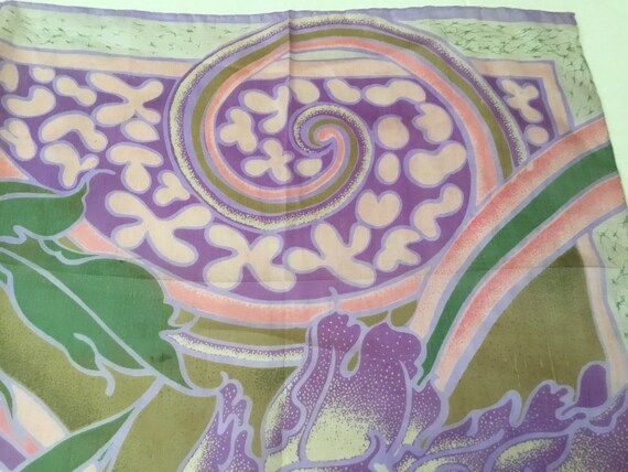 Vintage Silk Scarf / Pastel Peonies and Orchids - image 10