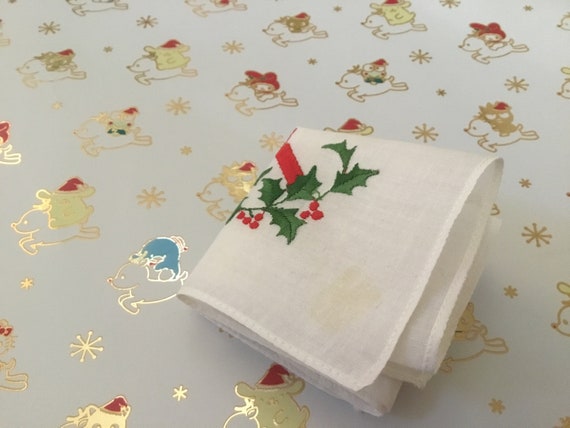 Vintage Handkerchief / Holiday Christmas Candle a… - image 5