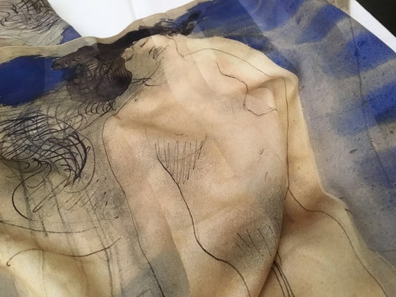 Vintage Scarf by Brochier Soieries / Rodin The Birth of Venus View 2