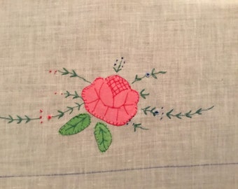 Vintage Tablecloth / Hand Embroidered Chinese Appliqué and Embroidery