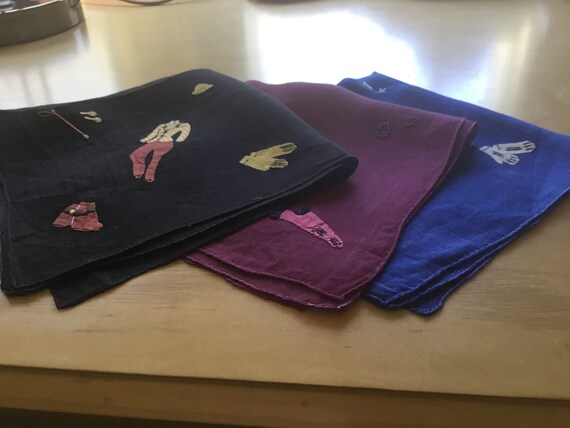 Vintage Handkerchief Set / 1930s Fashion / Hand Ap