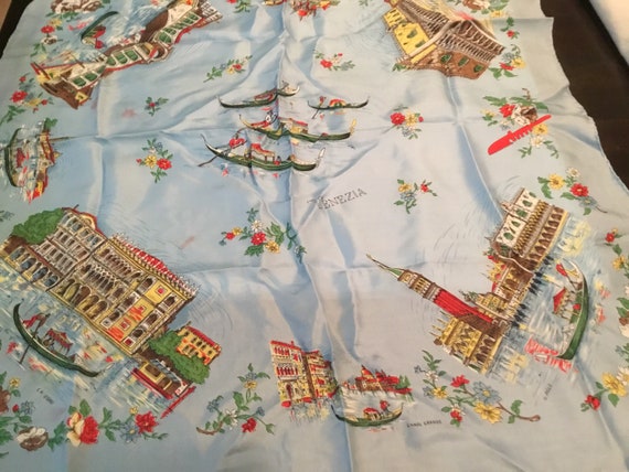 Vintage Tourist Souvenir Scarf / Venice