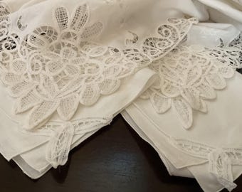 Vintage Tablecloth and 6 Napkins / Rectangle Battenburg Lace by April Cornell