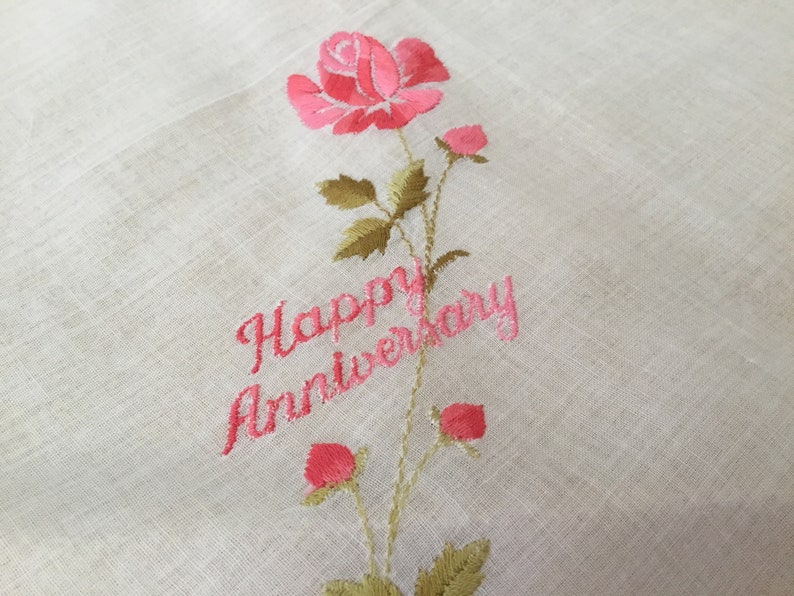 Vintage Handkerchief Happy Anniversary