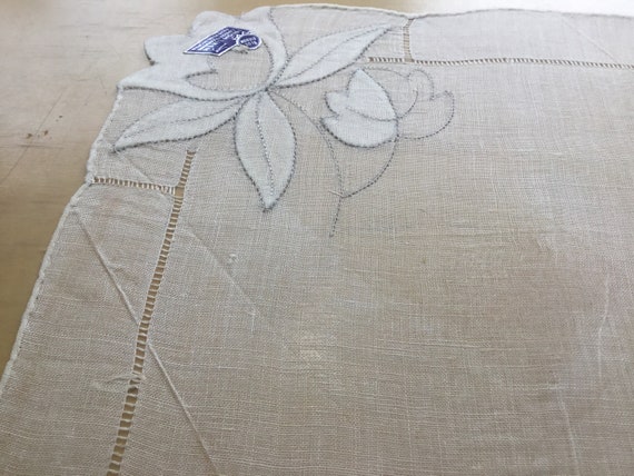 Vintage Handkerchief with Tulip Corners / Blue Ri… - image 6