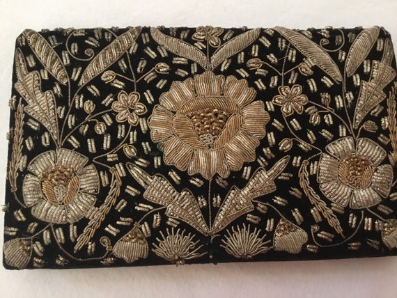 Vintage Velvet Clutch Bag and Wallet / Indian Zard