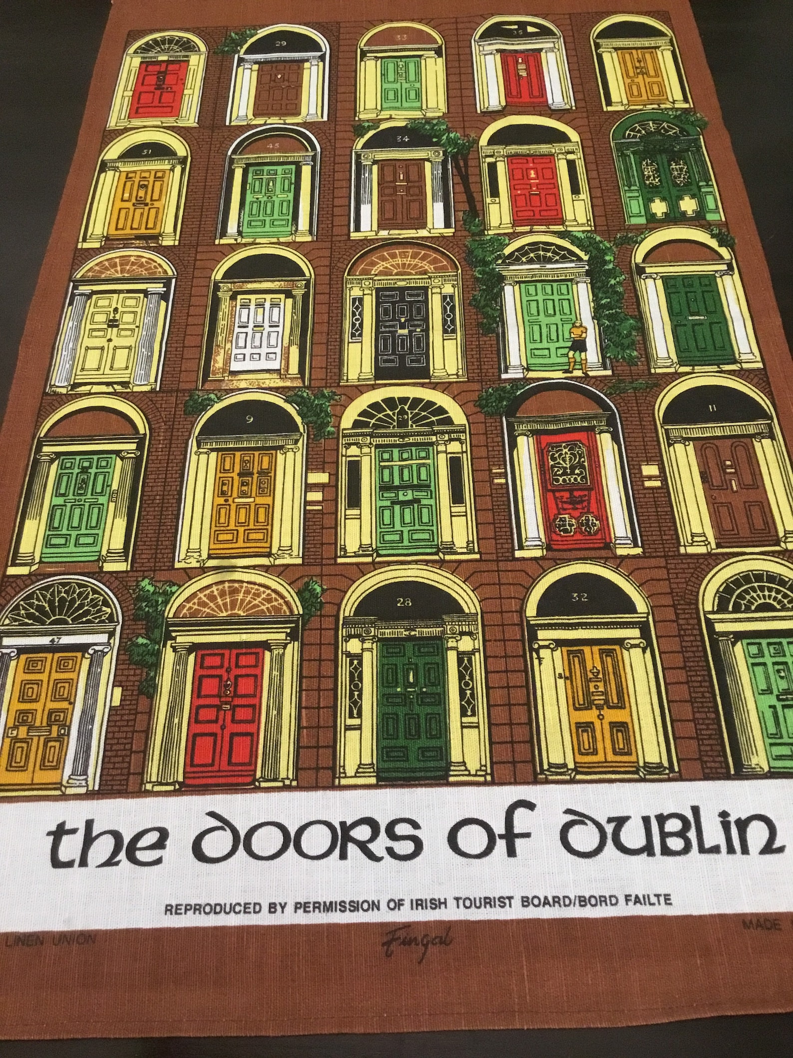 Vintage Tea Towel / the Doors of Dublin by Fingal Etsy
