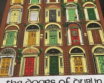 Vintage Tea Towel   / The Doors of Dublin by Fingal