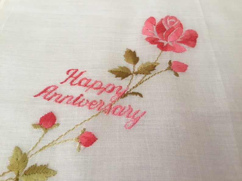 Vintage Handkerchief Happy Anniversary