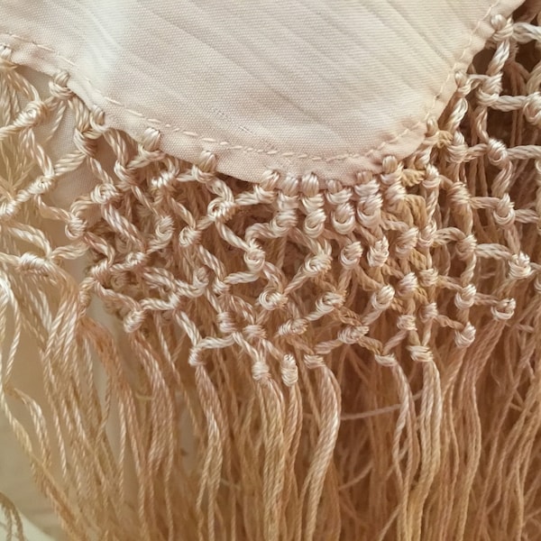Antique Silk Victorian Piano Shawl / Canton Embroidery