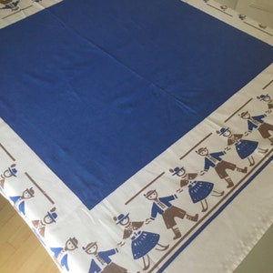 Vintage Tablecloth / Midcentury Artex with Folk Characters